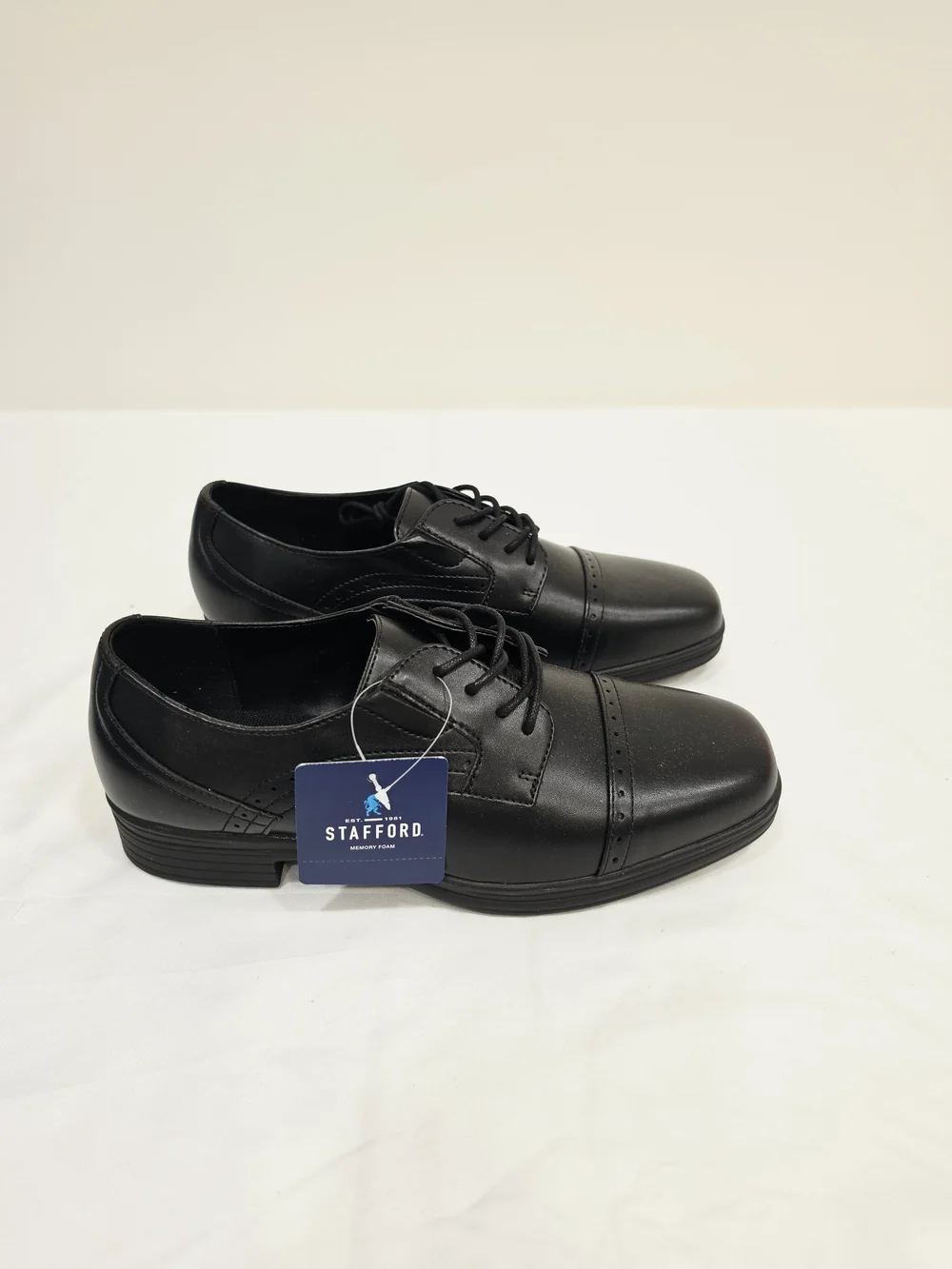 Stafford Black Dane Jr. Cap-Toe Lace-Up Dress Oxfords